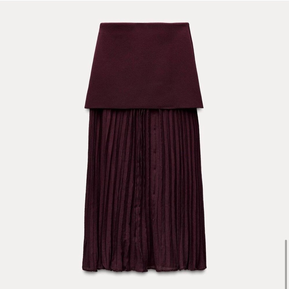 ZARA High-Waisted Pleated Midi Skirt - NWT